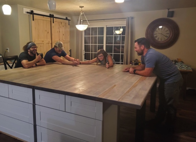 custom maple dining table and wood countertop